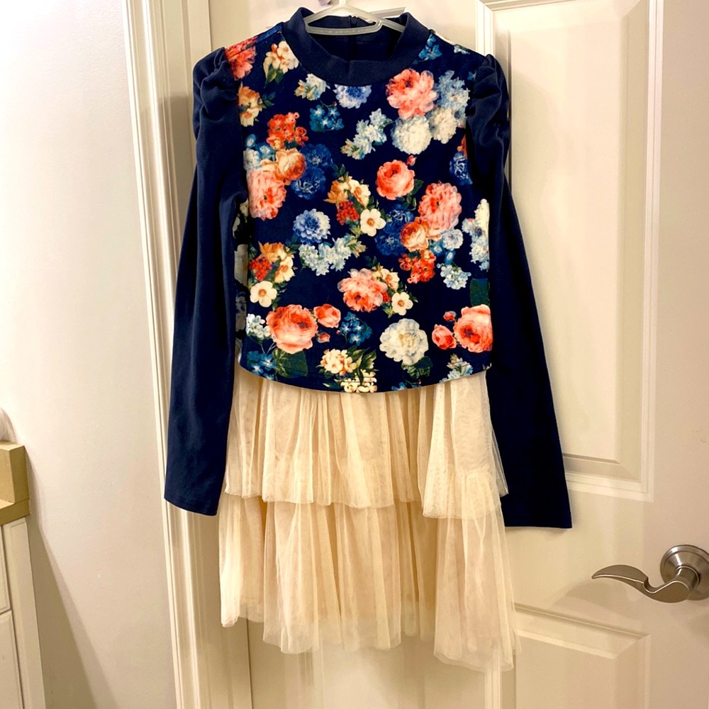 SOLD Floral print tulle dress 10-11